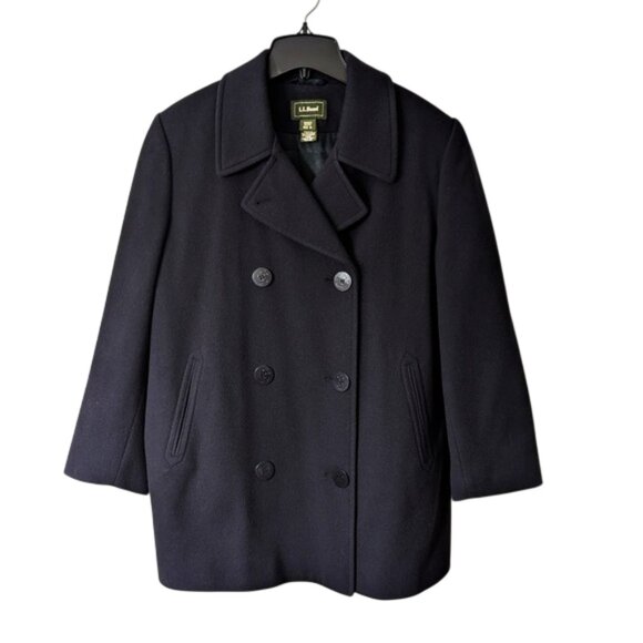 Brand New L.L. Bean Wool Cashmere Blend Women's Dark Navy Peacoat Size 14P - Picture 2 of 9
